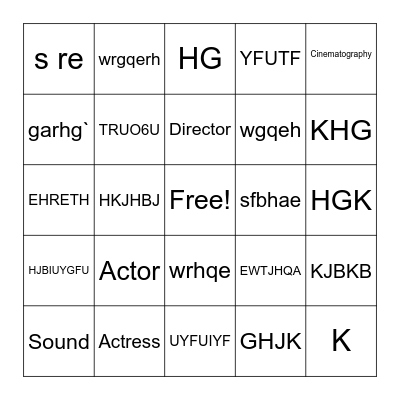 Oscars 2023 Bingo Card