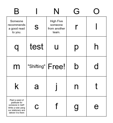 TEAM TEAM BINGO Card