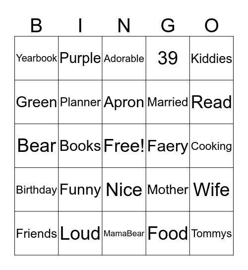 FAERY BINGO Card