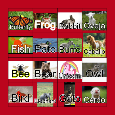 Los Animales de la Granja Bingo Card