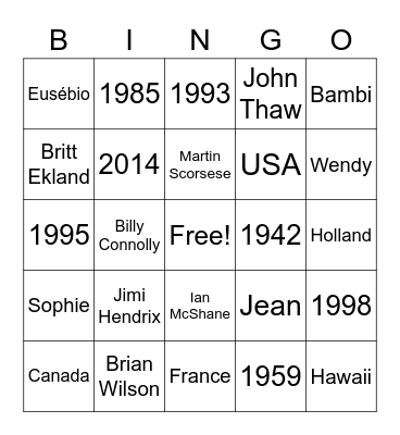 Untitled Bingo Card