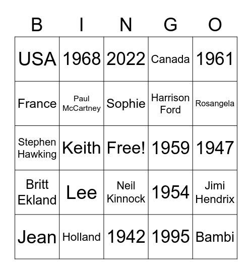 Untitled Bingo Card