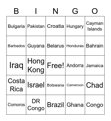FLAG BINGO Card