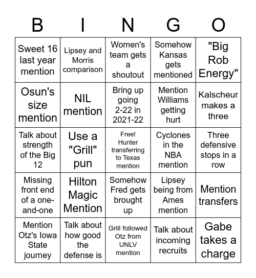 Cyclone Bingo vs. Texas Bingo Card