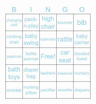 Baby Shower Bingo Card