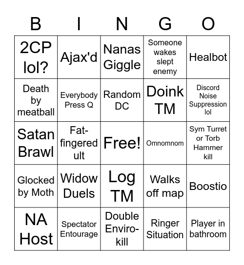 Altitude Scrims Bingo Card