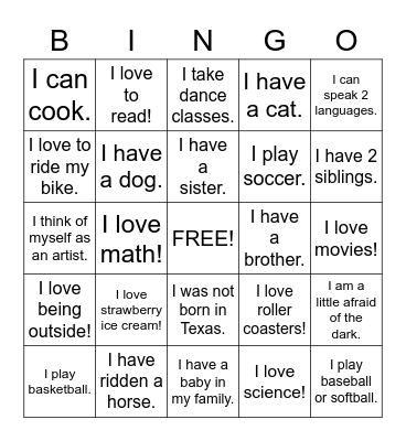 Meet Me Bingo Card