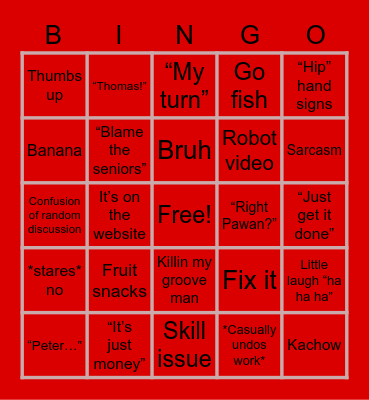 Frank Bingo Card