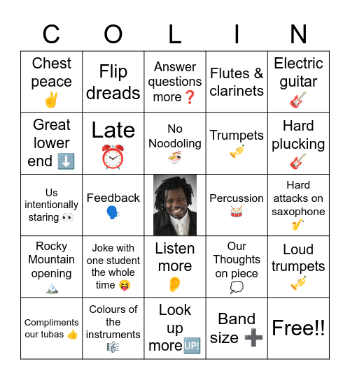 Colin Clarke bingo Card