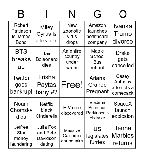 2023 Bingo Card Bingo Card