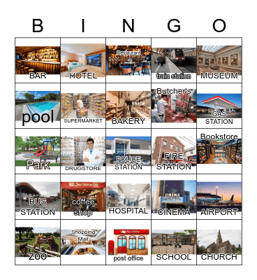 Places in the City Bingo Card