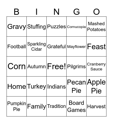 Thanksgiving Bingo Card