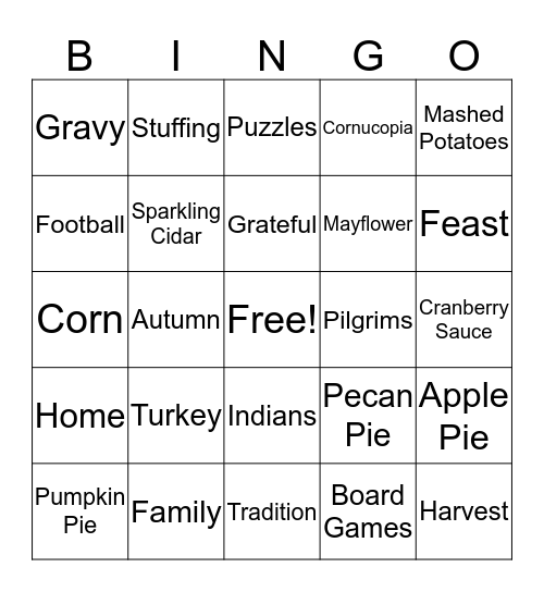 Thanksgiving Bingo Card