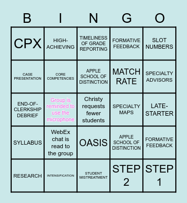 M3/M4 JANUARY RETREAT BINGO! Bingo Card