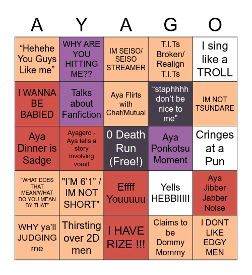 AYAGO (Bingo) Bingo Card