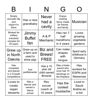 Human Bingo Card