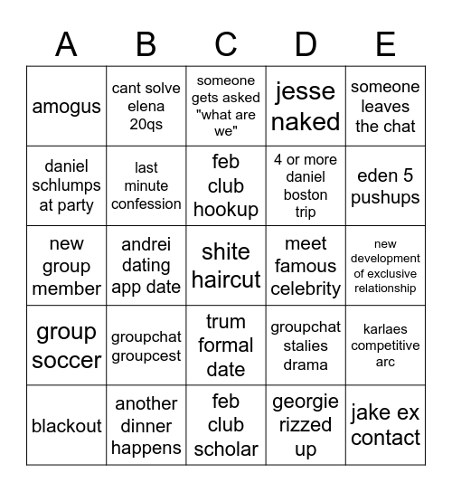 groupchat bingo Card