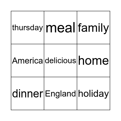 Thanksgiving  Bingo Card