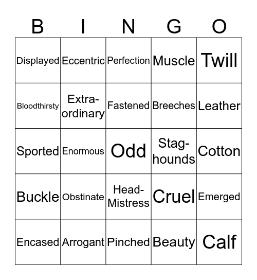 Matilda Bingo Card