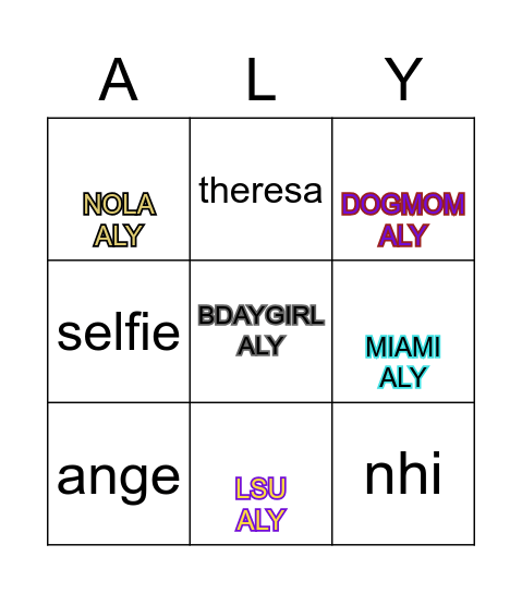 angiewin Bingo Card