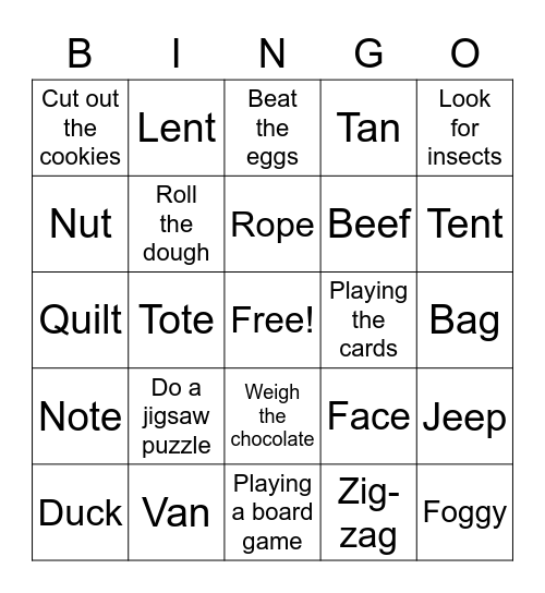 C4 Lesson 15 Book D Bingo Card