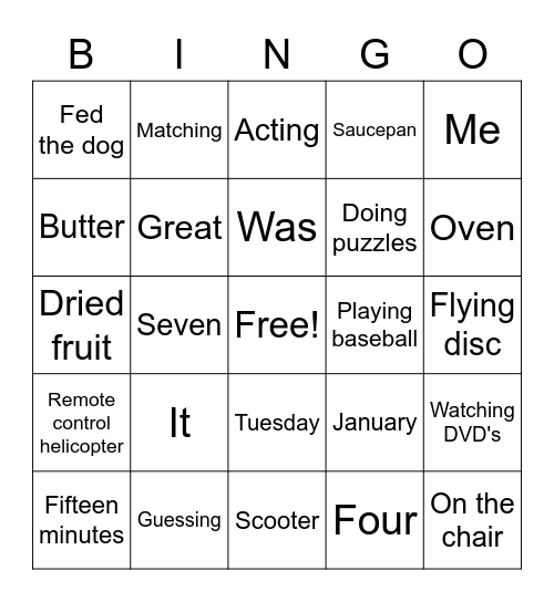 C4 plus Lesson 15 Book D Bingo Card