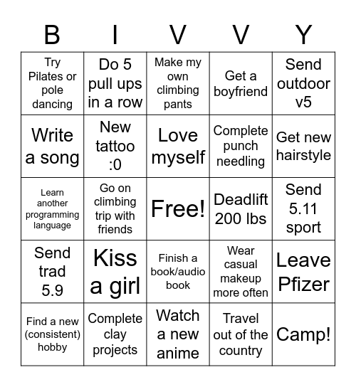 Amy 2023 Bingo Card