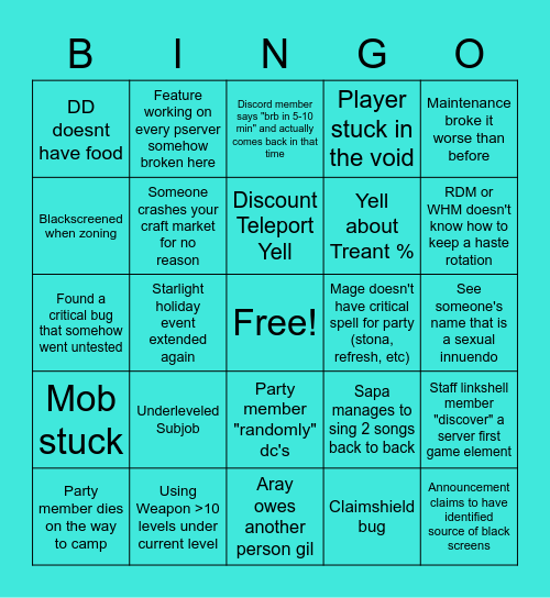 Horizon Bingo Card