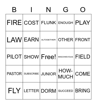 Unit Lesson 21-25 Review Bingo Card