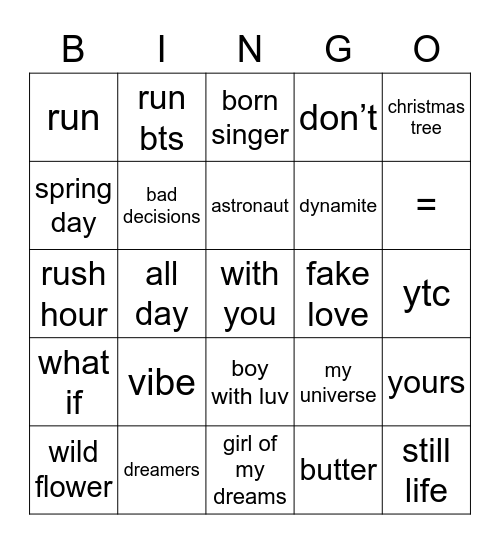 joonchild20 Bingo Card