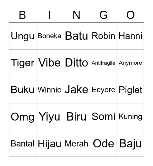 Somi's Bingo Card