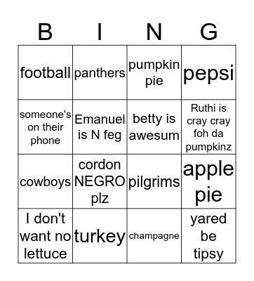 Gezu Fam Bingo Card