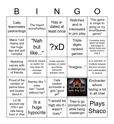 LEAGUE RED FLAG BINGO Card