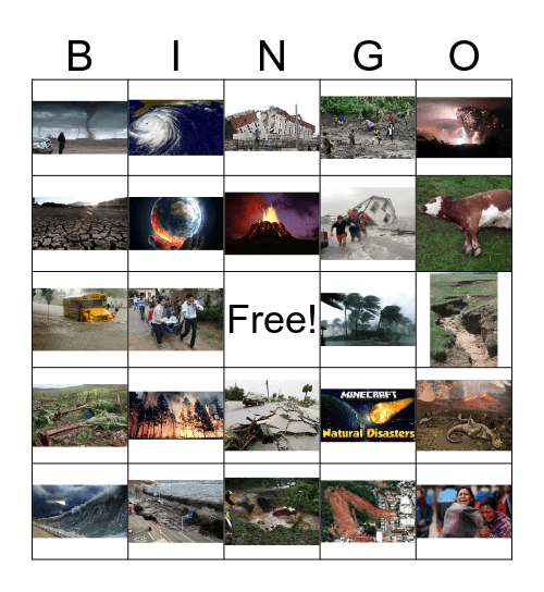 Natural Disaster Bingo. Bingo Card