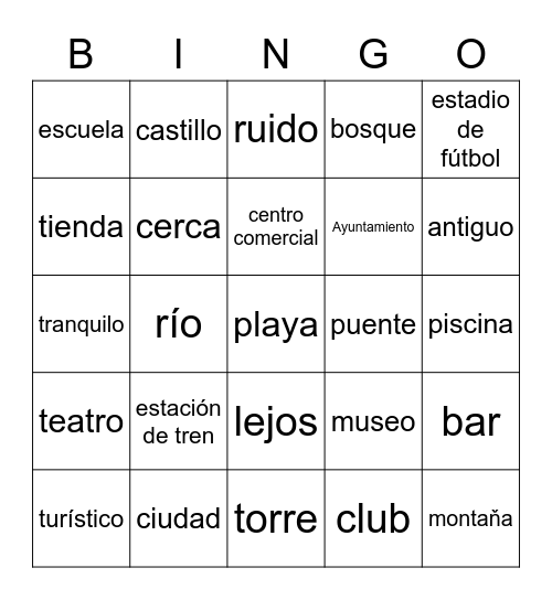 Paisaje Bingo Card