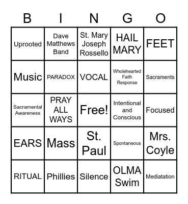 PRAYER BINGO Card