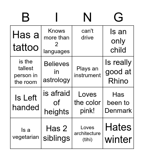 Find someone who... Bingo Card