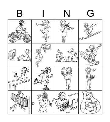 Sports and hobbies Bingo Card