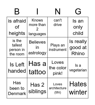 Find someone who... Bingo Card