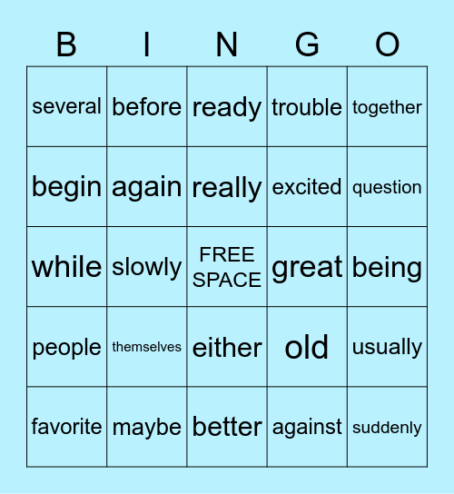 2nd Snap Words - Unit 3 Bingo Card