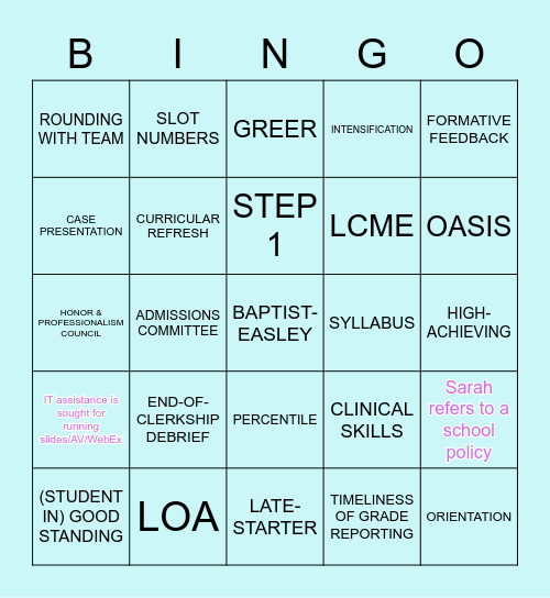 M3/M4 JANUARY RETREAT BINGO Card