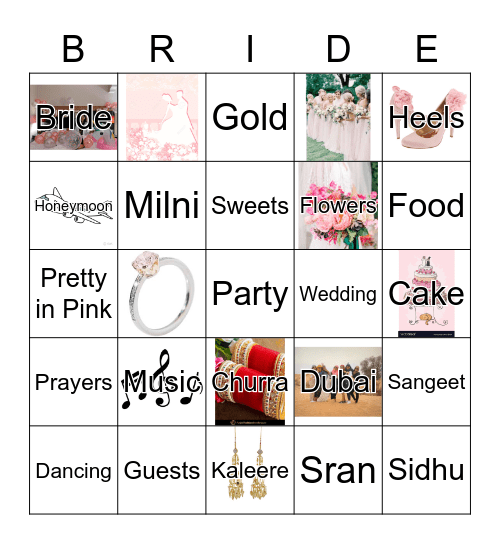 Harjot's Bridal Bingo Card