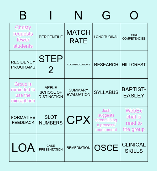 M3/M4 JANUARY RETREAT BINGO! Bingo Card