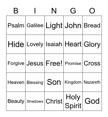 January 22 Worship Bingo  (Listen for words you hear during worship and mark them)  No prizes - just for fun Bingo Card