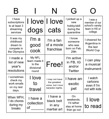 Coffee Chat, 1/20 Bingo Card