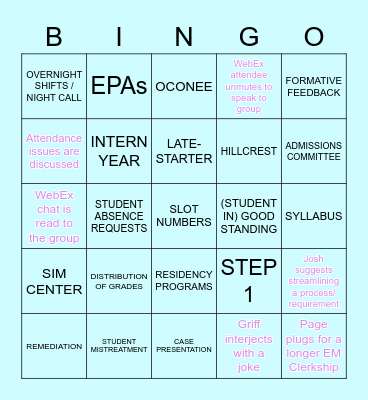 M3/M4 JANUARY RETREAT BINGO Card