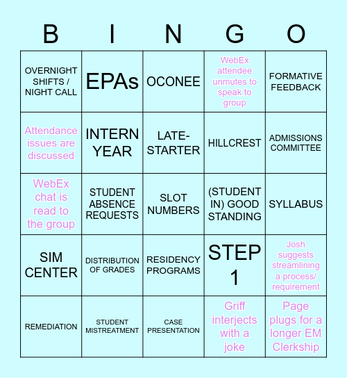 M3/M4 JANUARY RETREAT BINGO Card