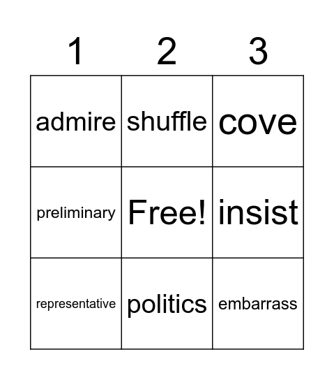 VOCAB BINGO Card