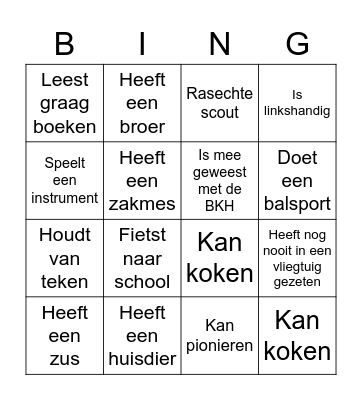 Kennismakingsbingo Card