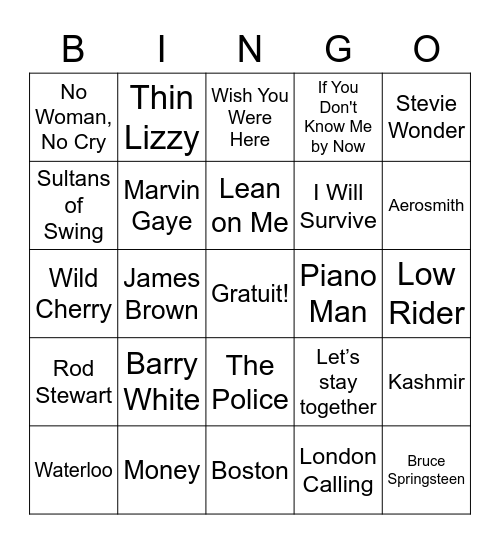 Les années 1970! Bingo Card